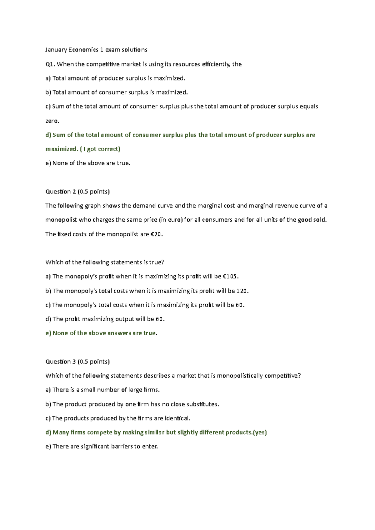 ECO 1 Final Exam Solutions - January Exam Explained - Studocu