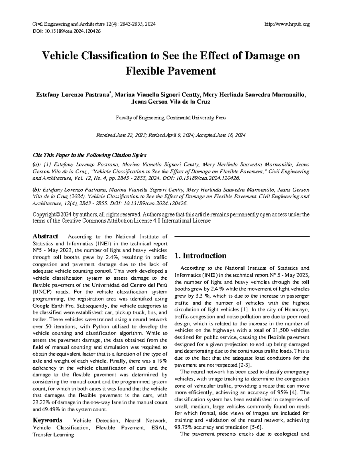 Vehicle Classification and Damage Assessment on Flexible Pavement ...