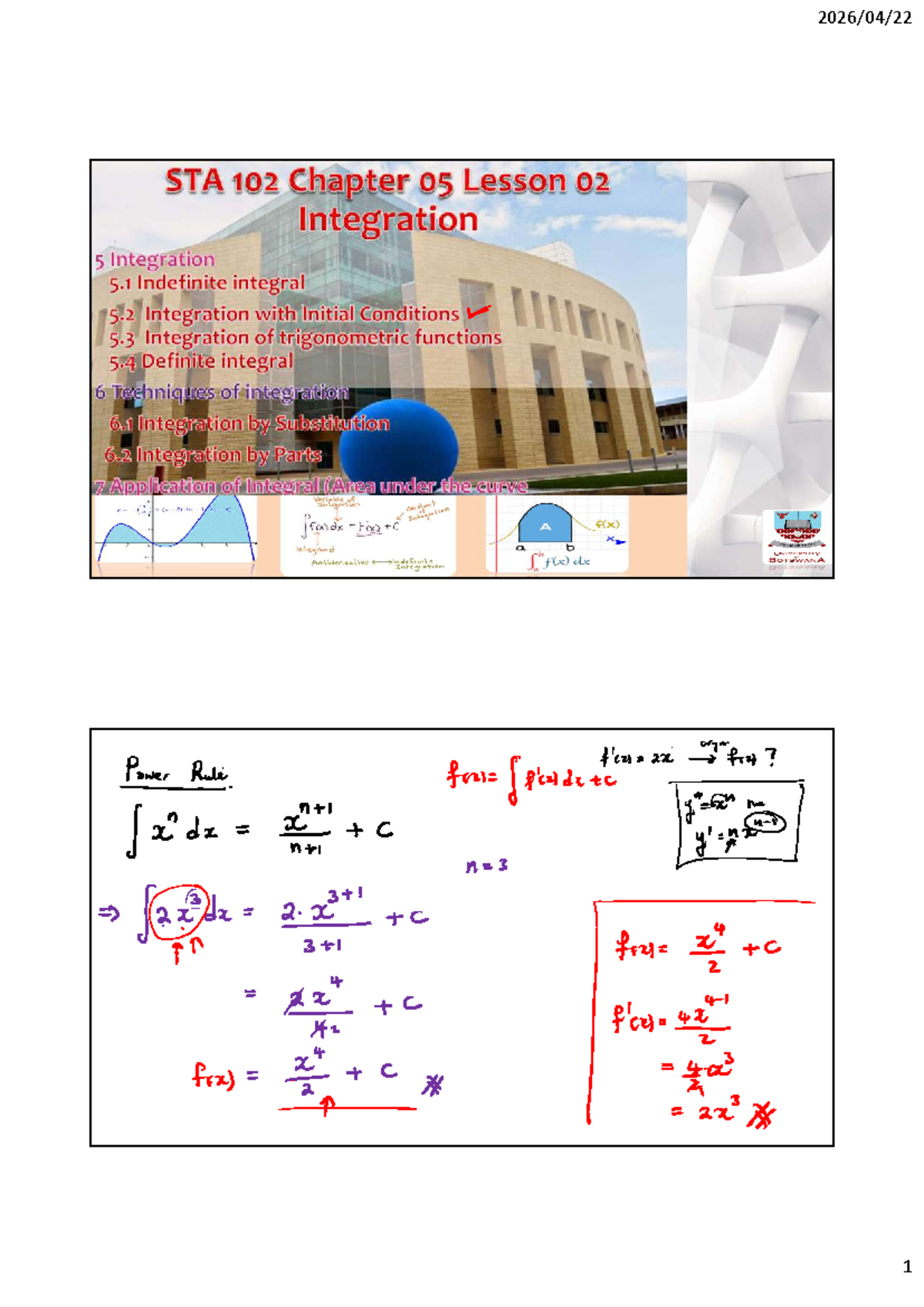 STA 102 LEC 01: Lesson 02 - Chapter 05 Integration Notes (Apr 22, 2026 ...