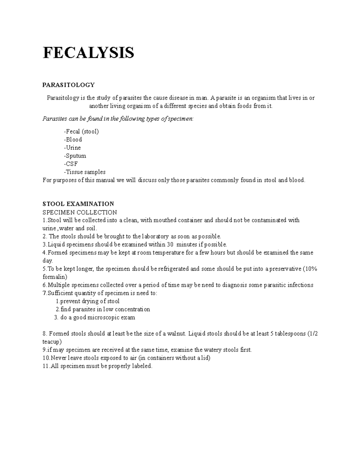 Fecalysis Procedures: Comprehensive Laboratory Guide on Stool ...