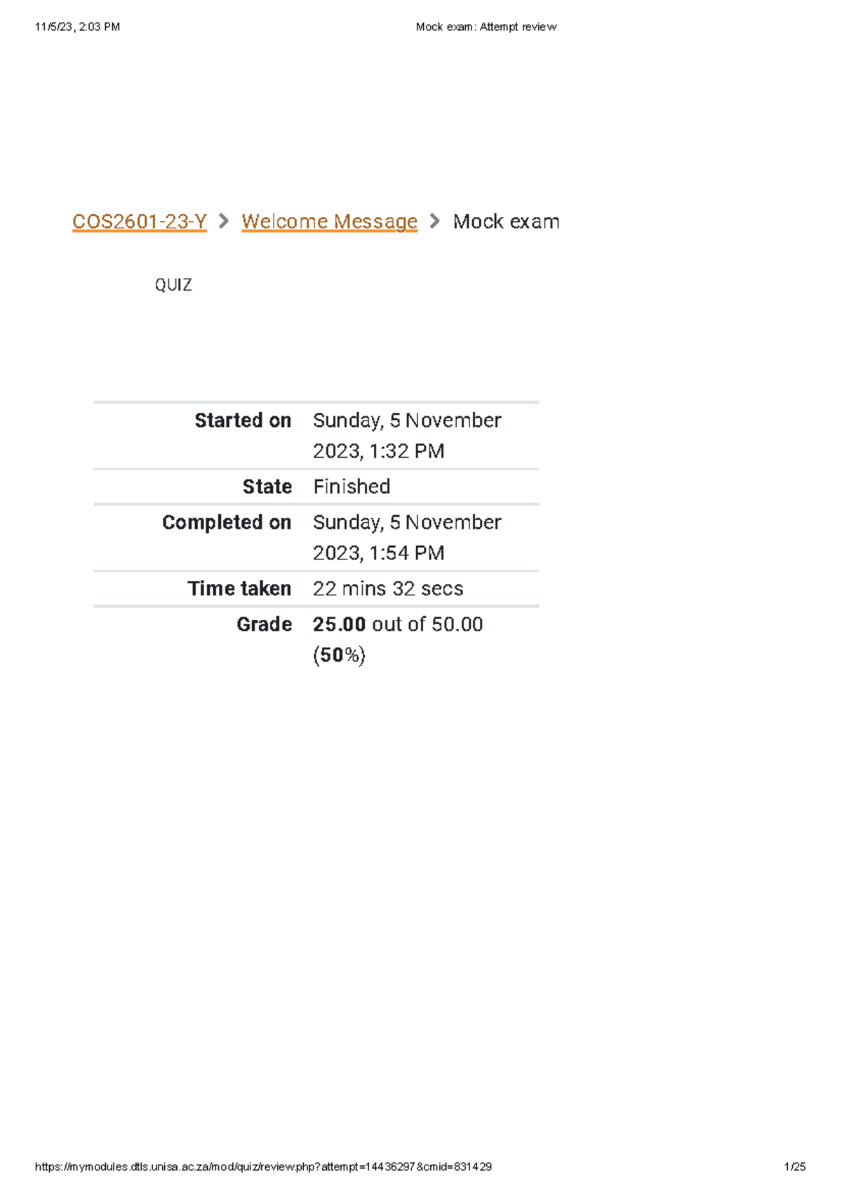 Mock Exam Review: Attempt Analysis for Course 2:03 PM - Studocu