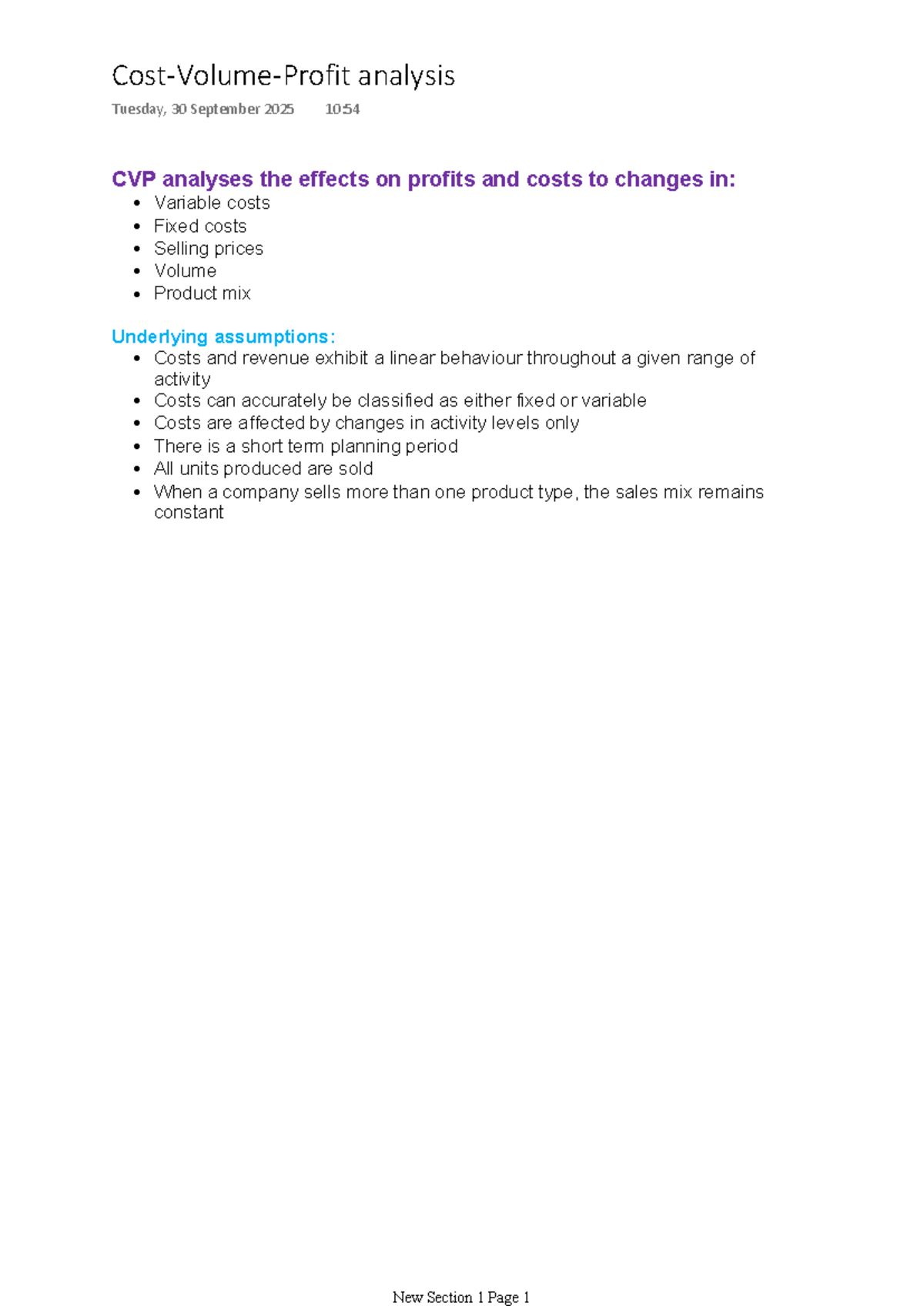 CVP - Summary - CVP analyses the effects on profits and costs to ...