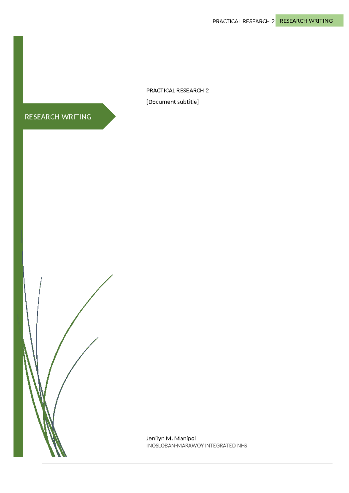PRACTICAL RESEARCH 2: WRITING WORKBOOK FOR SENIOR HIGH SCHOOL - Studocu