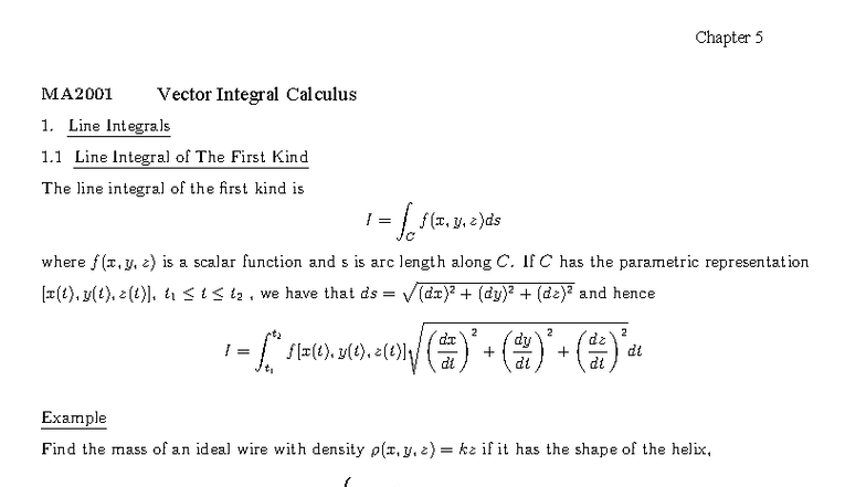 Chapter 5 - Lecture slides - MA2001 Vector Differential Calculus Line ...