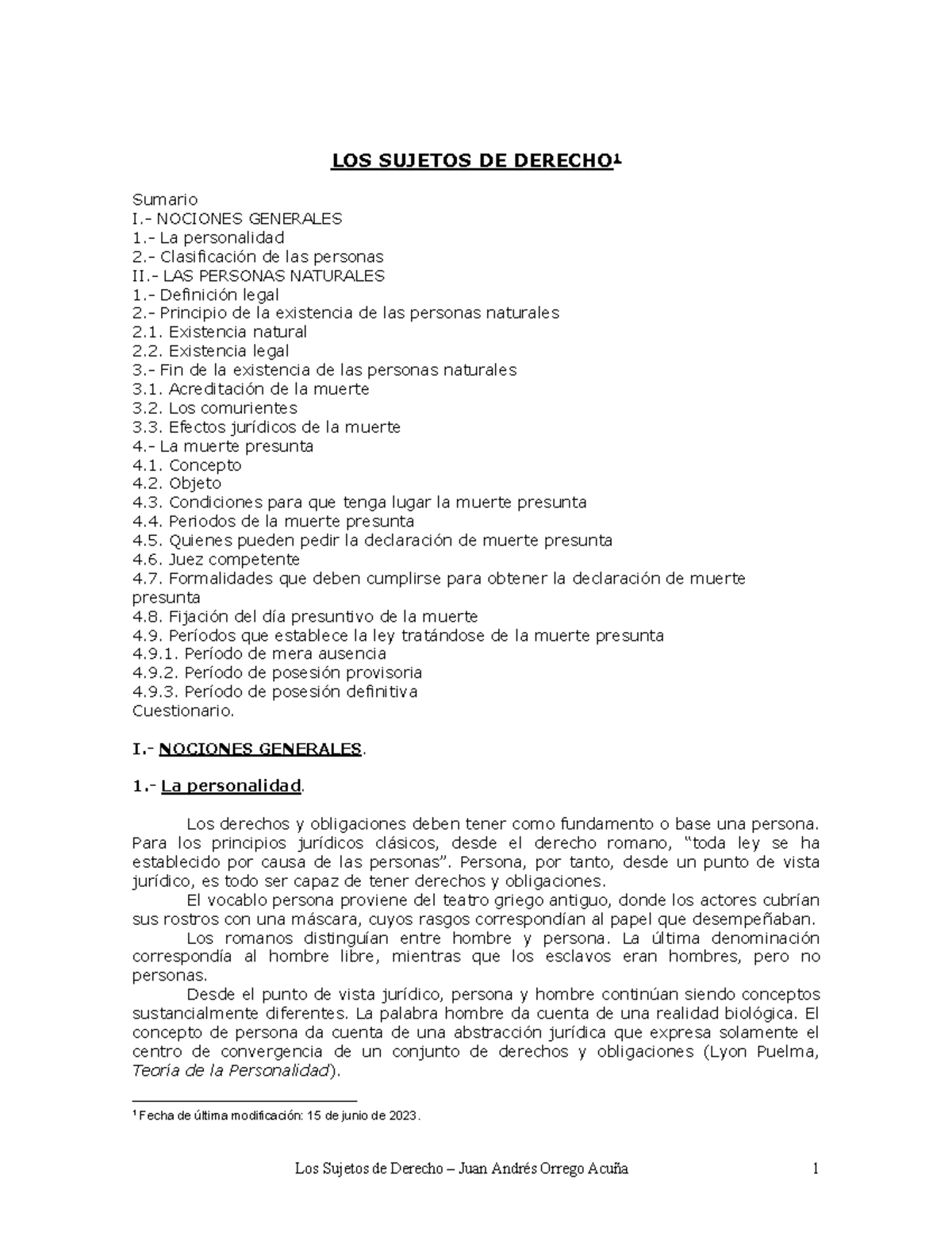 Teoria de la ley - sujetos del derecho - LOS SUJETOS DE DERECHO 1 ...