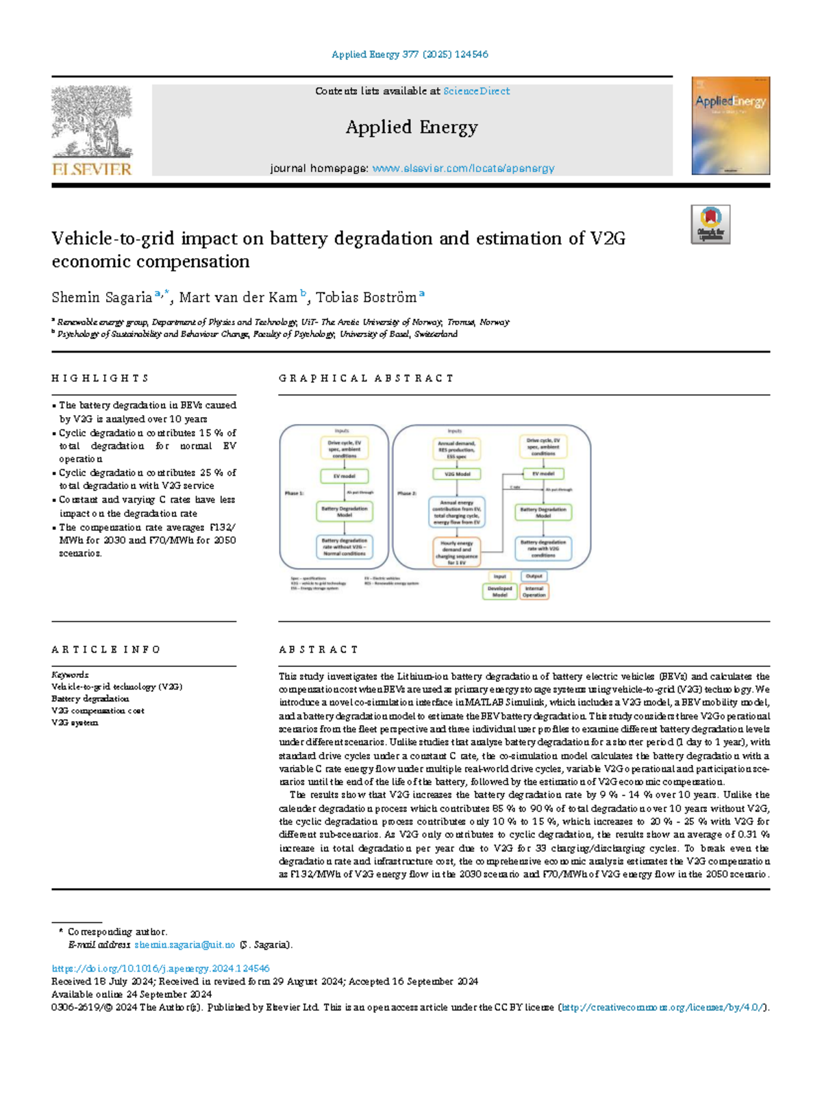 Battery Degradation Analysis and V2G Compensation in BEVs (APPLIED ...