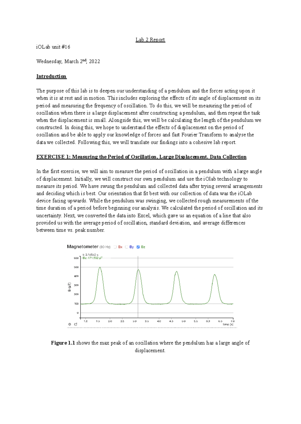 Lab 2 Report: Pendulum Analysis for PHYS 1410 - Studocu