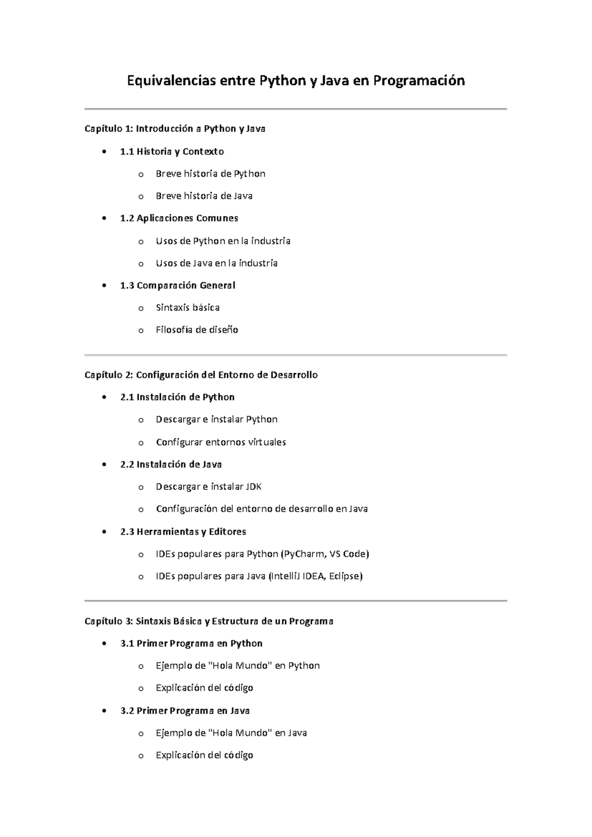 Equivalencias entre Python y Java en Programación - Equivalencias entre ...