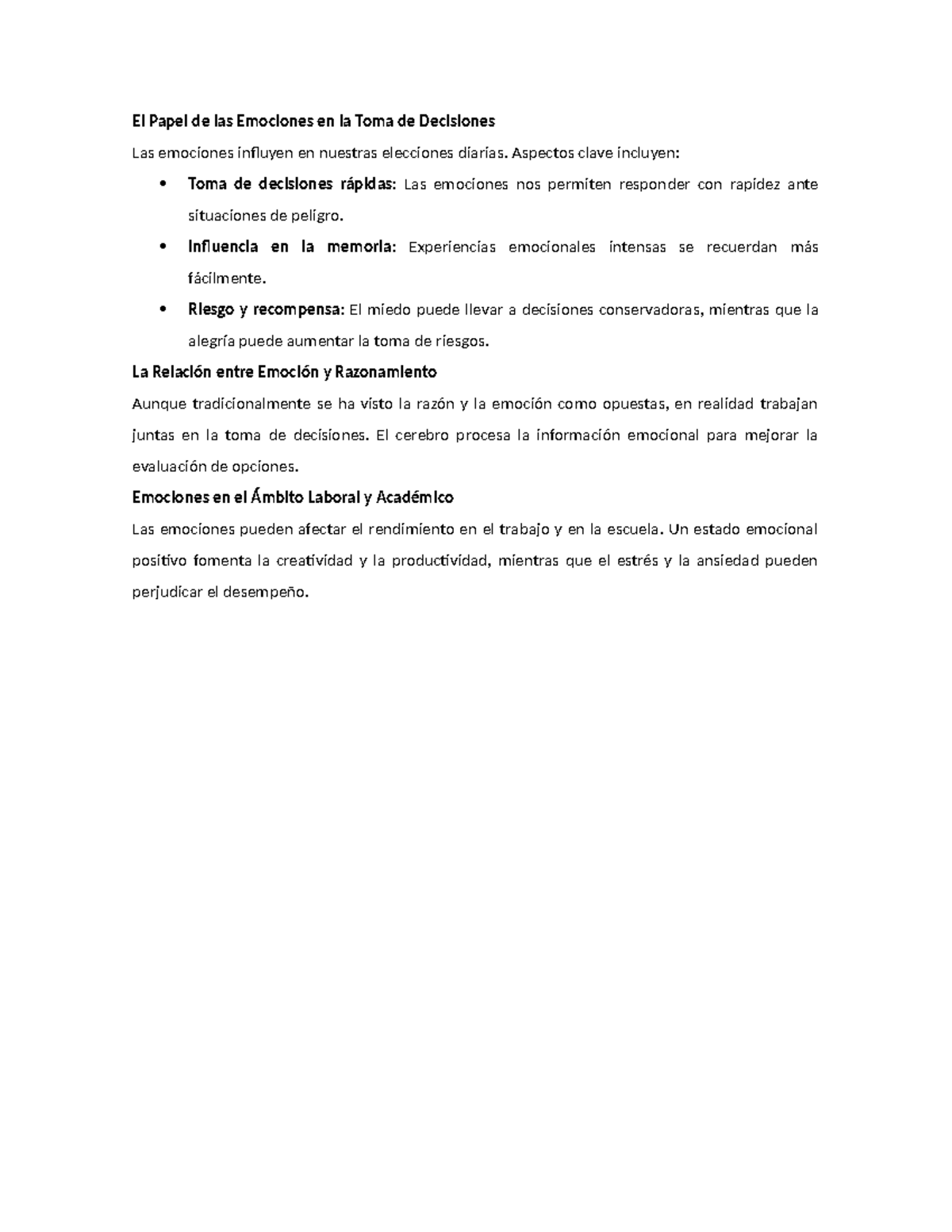El Papel de las Emociones en la Toma de Decisiones - Aspectos clave ...