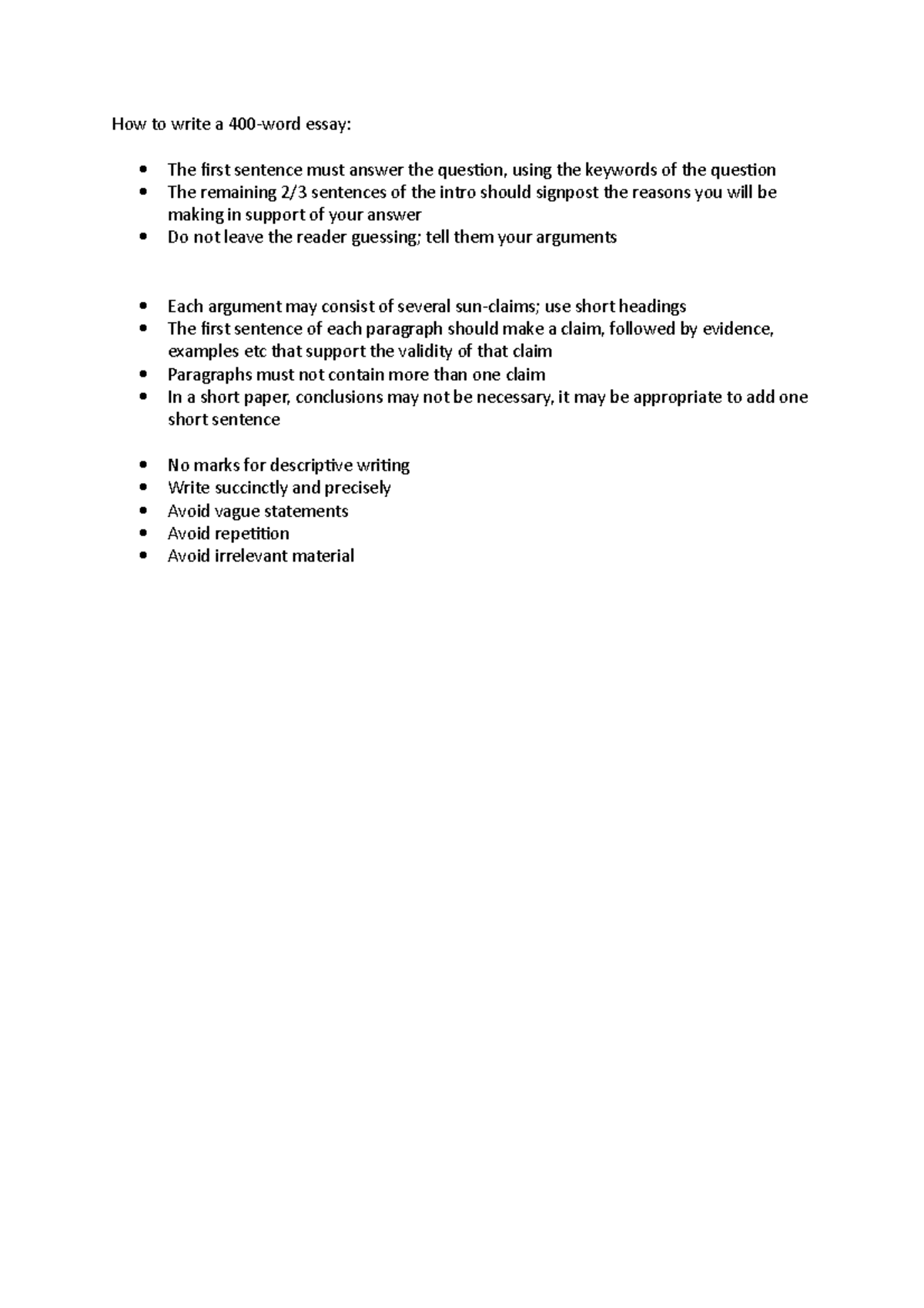 How to Write a 400-Word Essay: Key Guidelines & Tips - Studocu