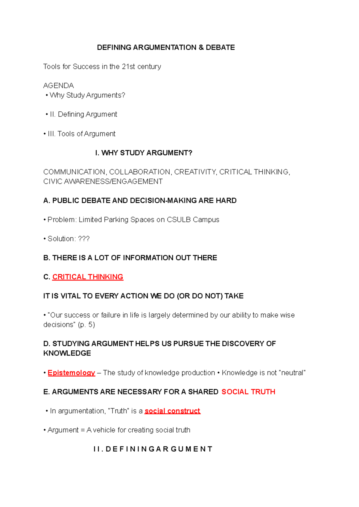 COMM 131 - Argumentation & Debate Tools for Success (1/24/23) - Studocu