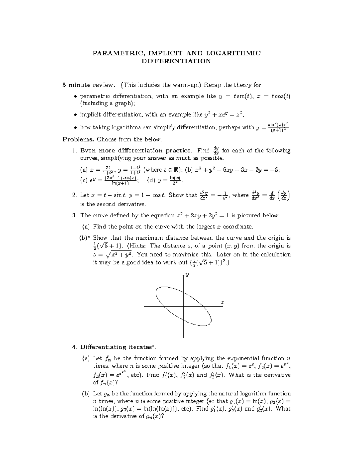Paremetric Implicit and Logarithmic Differentiation - PARAMETRIC ...
