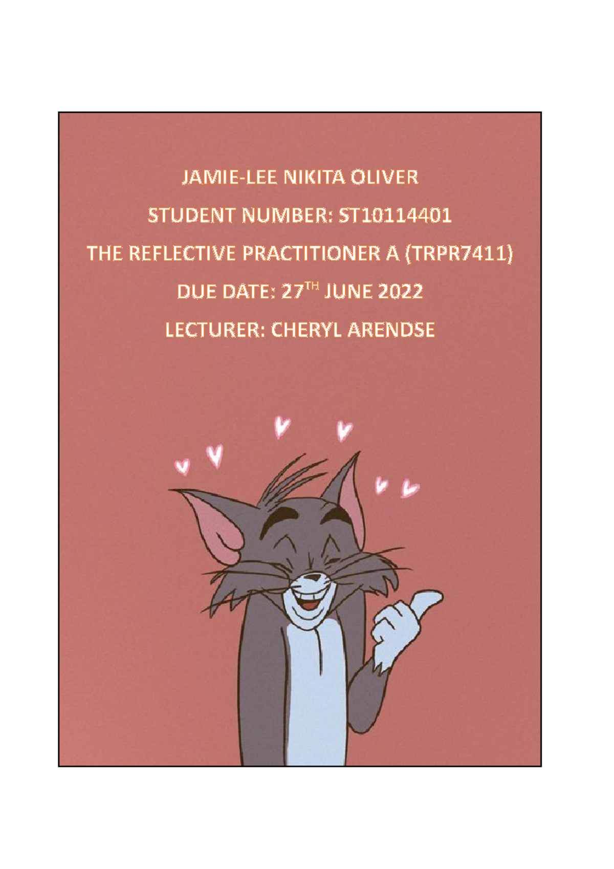 TRPR 7411 Reflective Practitioner Assignment Final Draft - Studocu