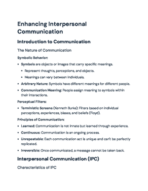 Interpersonal Communication Principles and Models Overview ...