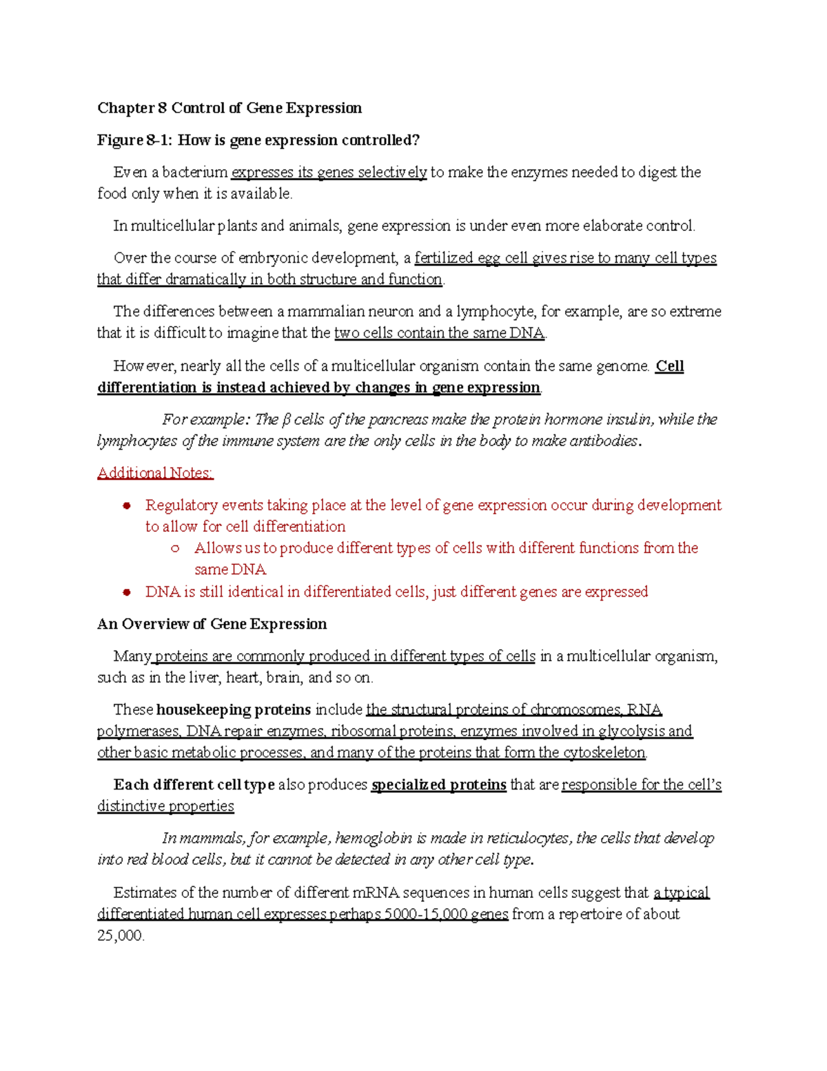 Chapter 8 - Mechanisms of Gene Expression Control and Regulation - Studocu