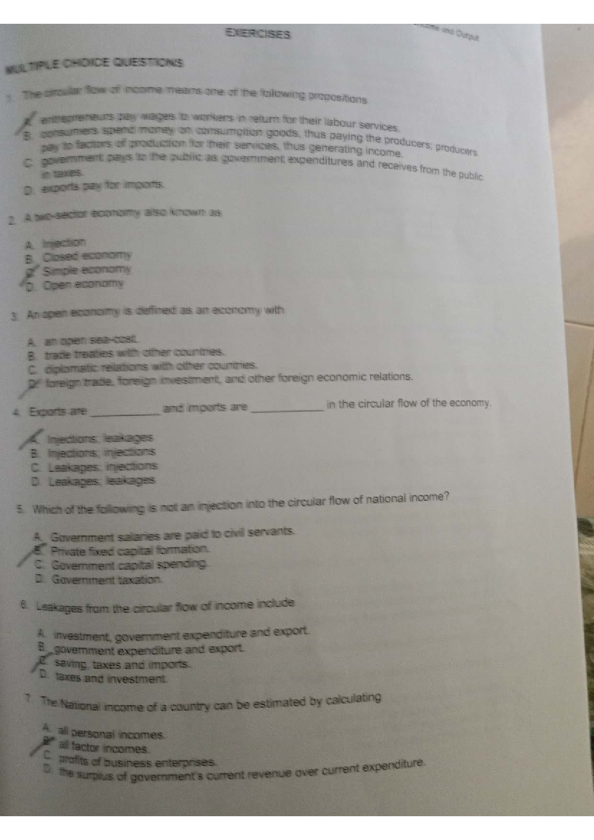 Week 3 ECO Exercise: Multiple Choice Questions on National Income - Studocu