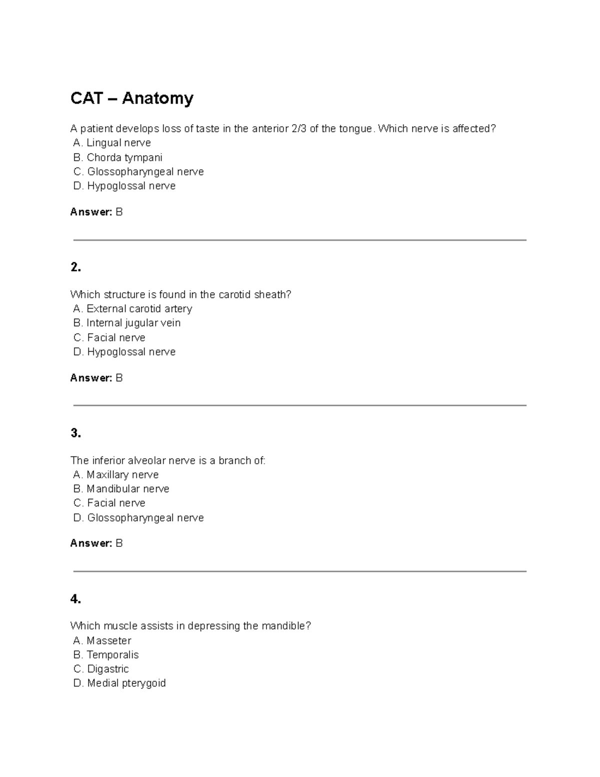 CAT Anatomy: Human Anatomy Paper Review and Key Concepts - Studocu