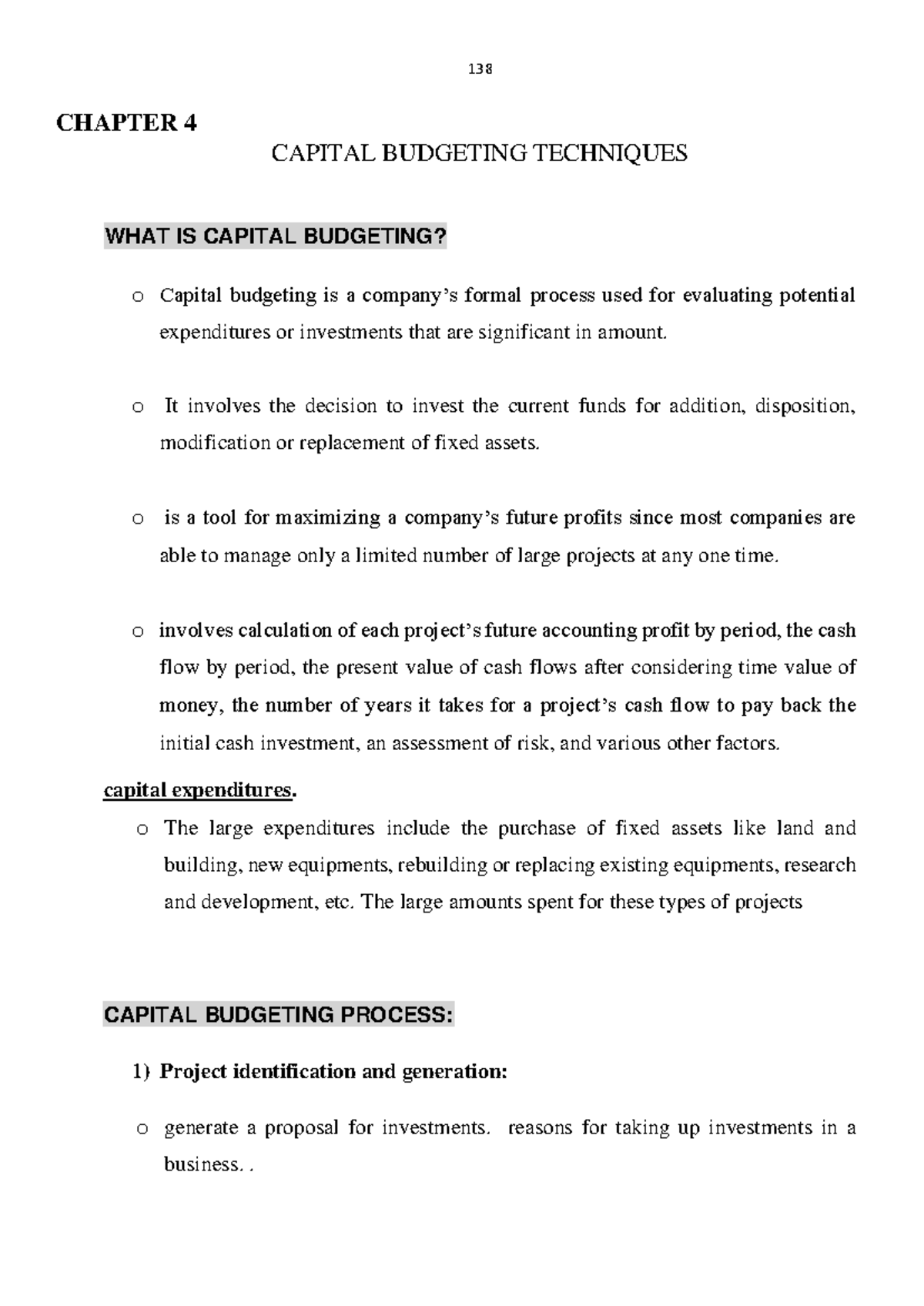 Chapter 4: Capital Budgeting Techniques in FM 101 - Financial ...