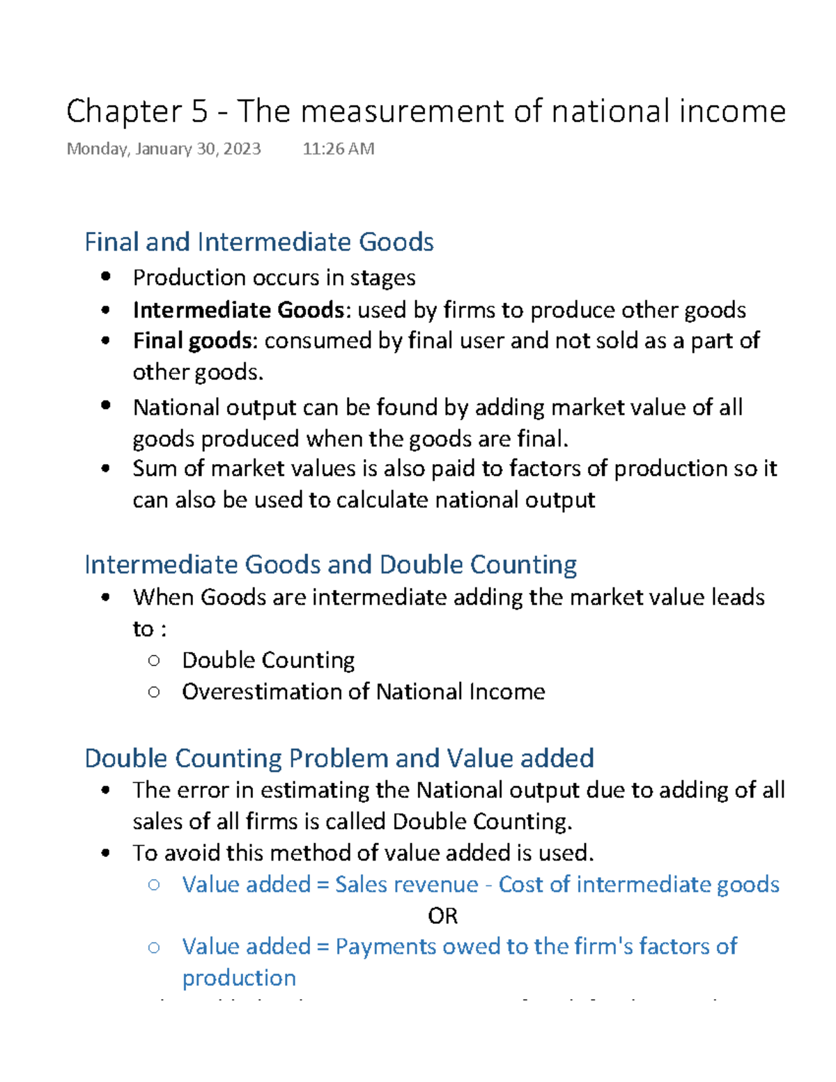 Chapter 5 - The measurement of national income - Final and Intermediate ...