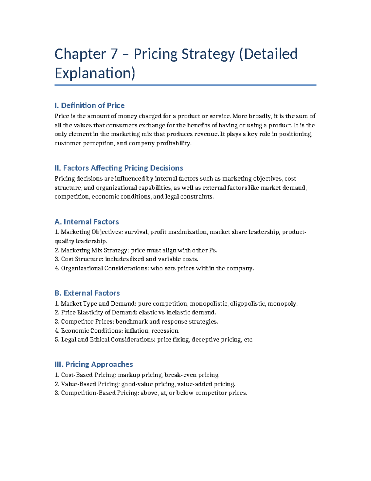 Chapter 7 Pricing Strategy: Key Concepts and Influencing Factors - Studocu