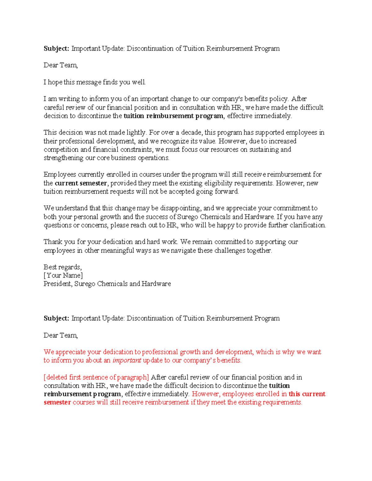 WRIT 211 Important Update on Tuition Reimbursement Program ...