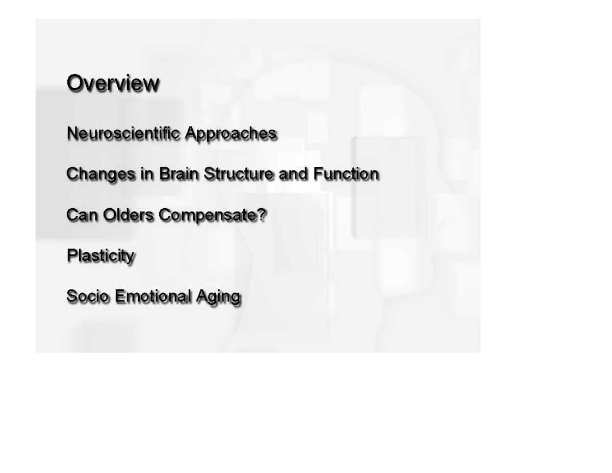 Neuroscience of Aging: Brain Structure and Function Changes - Studocu