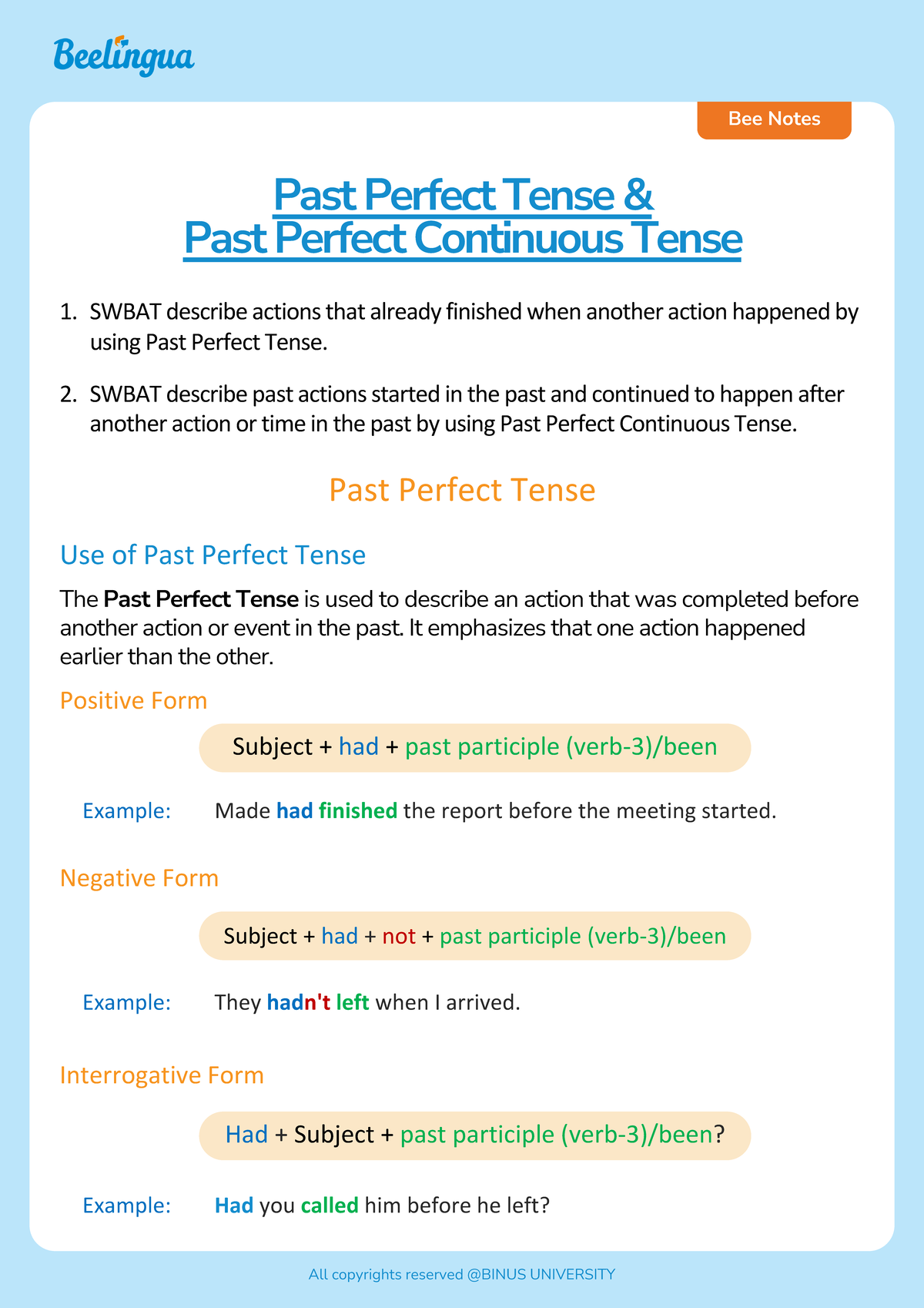 ENGB22U7BN1V1 - Past Perfect & Past Perfect Continuous Tense Notes ...