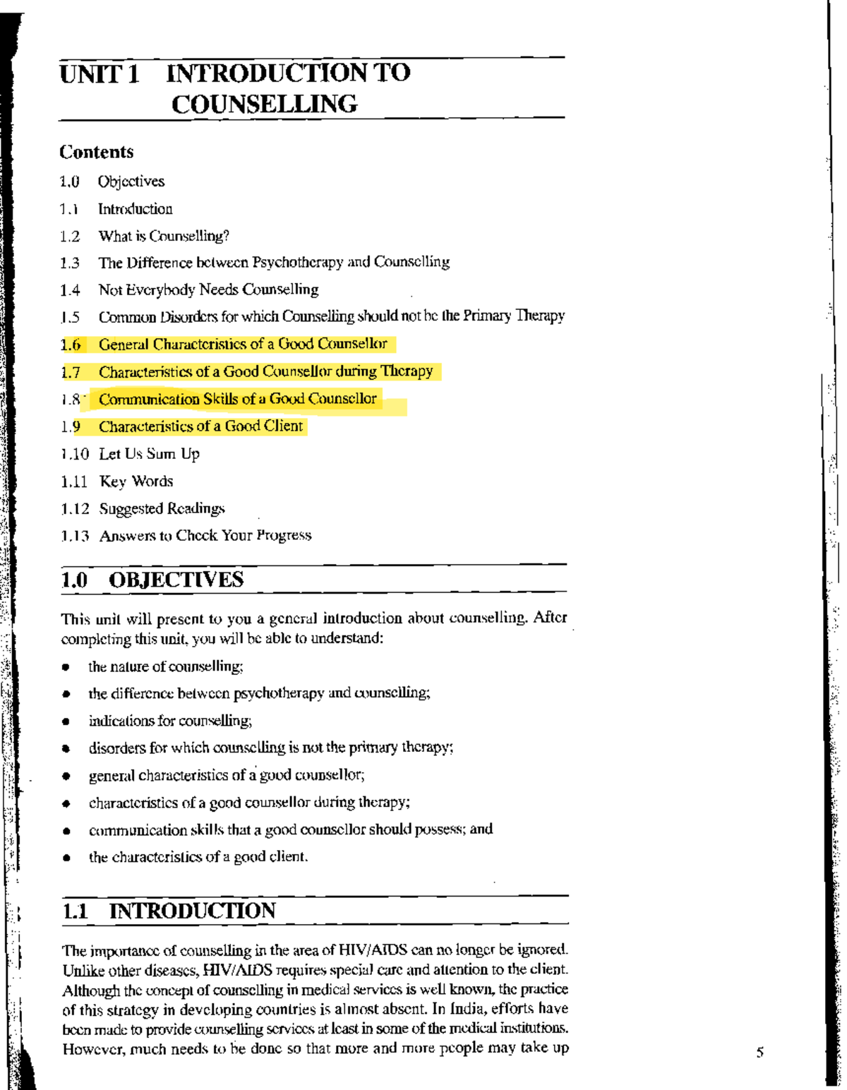 UNIT 1: Introduction to Counselling - Key Concepts and Characteristics ...