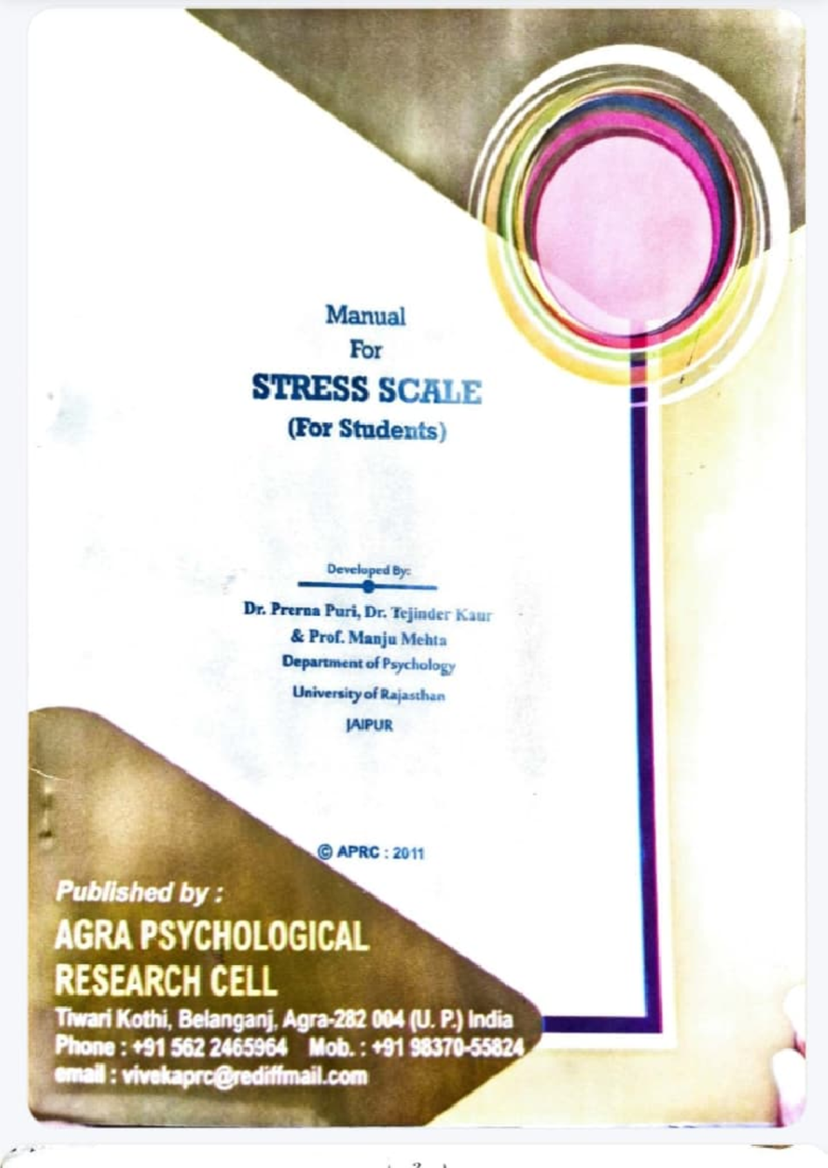 Stress Scale Manual for Students: Development and Utility - Studocu