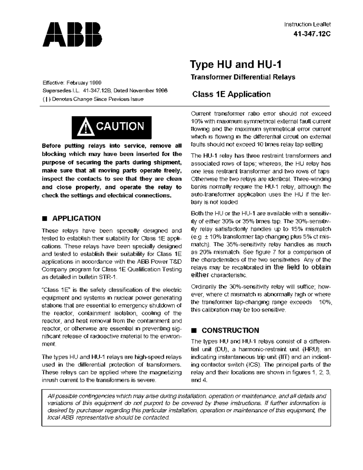 Restraint Transformer Analysis and Calibration for HU Relays (41-347 ...