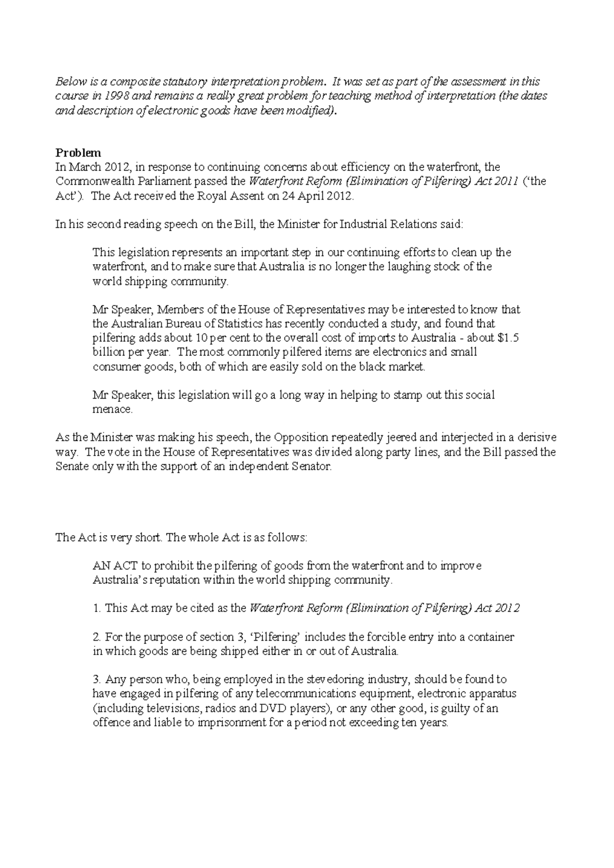 Practice Exam: Statutory Interpretation Problem (2020-1) - Studocu