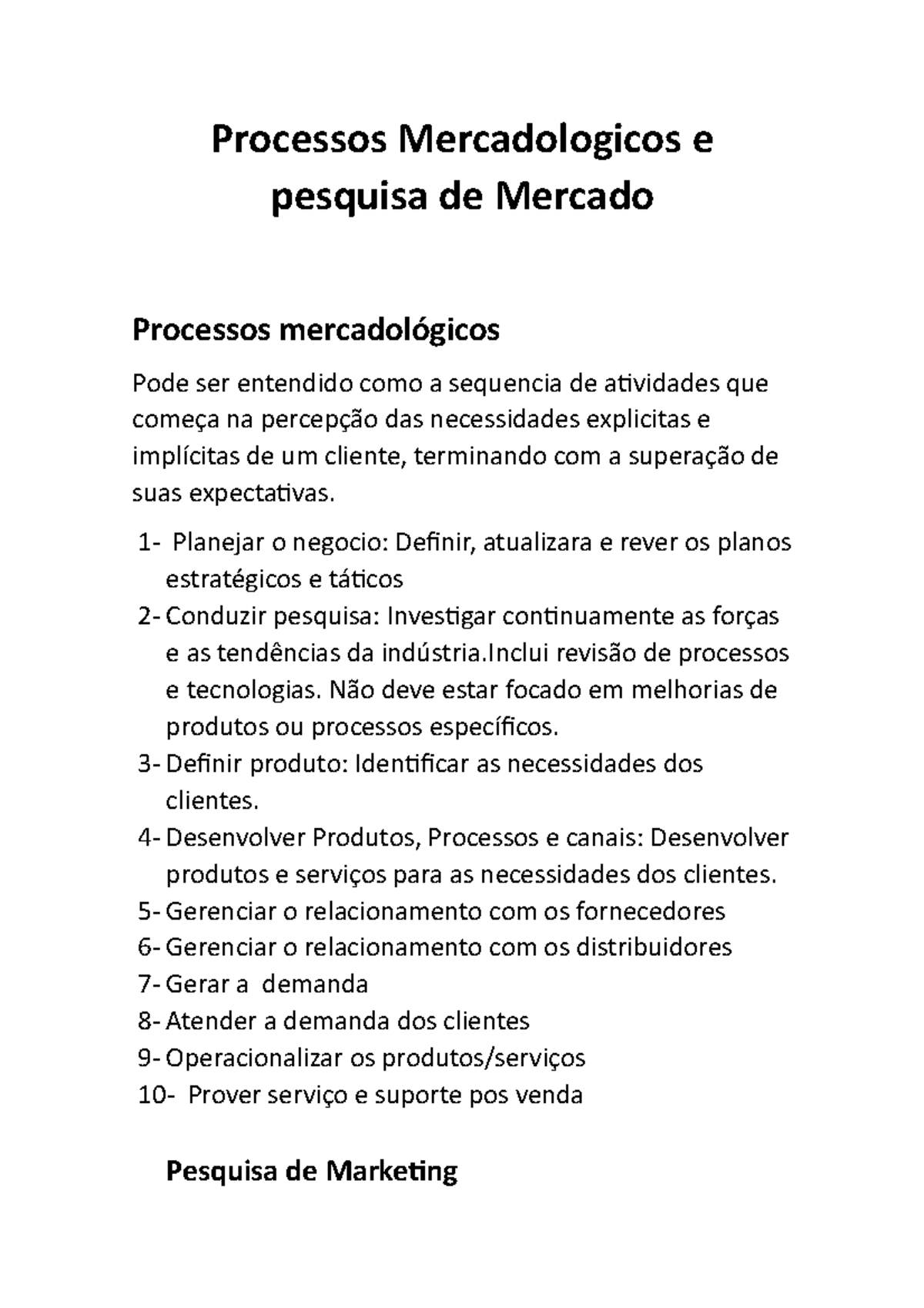 Processos Mercadológicos e Pesquisa de Mercado - Análise e ...