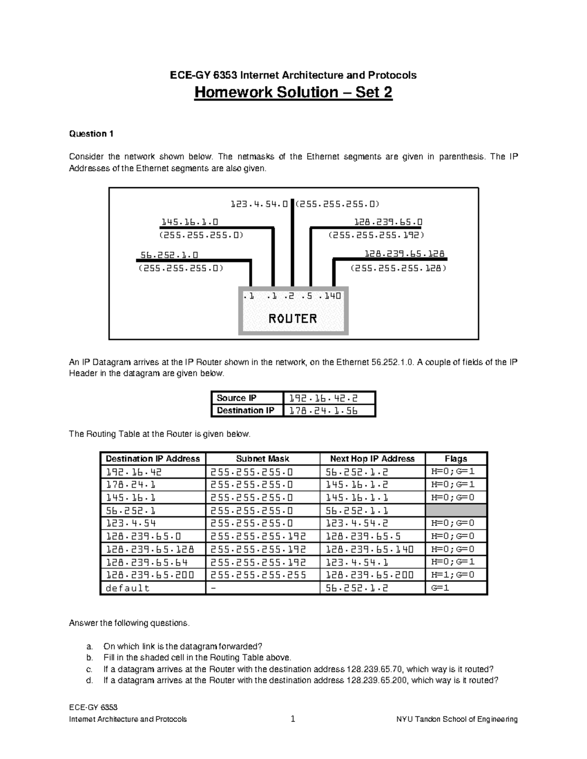6353 Internet Architecture and Protocols Homework Set 2 Solutions - Studocu