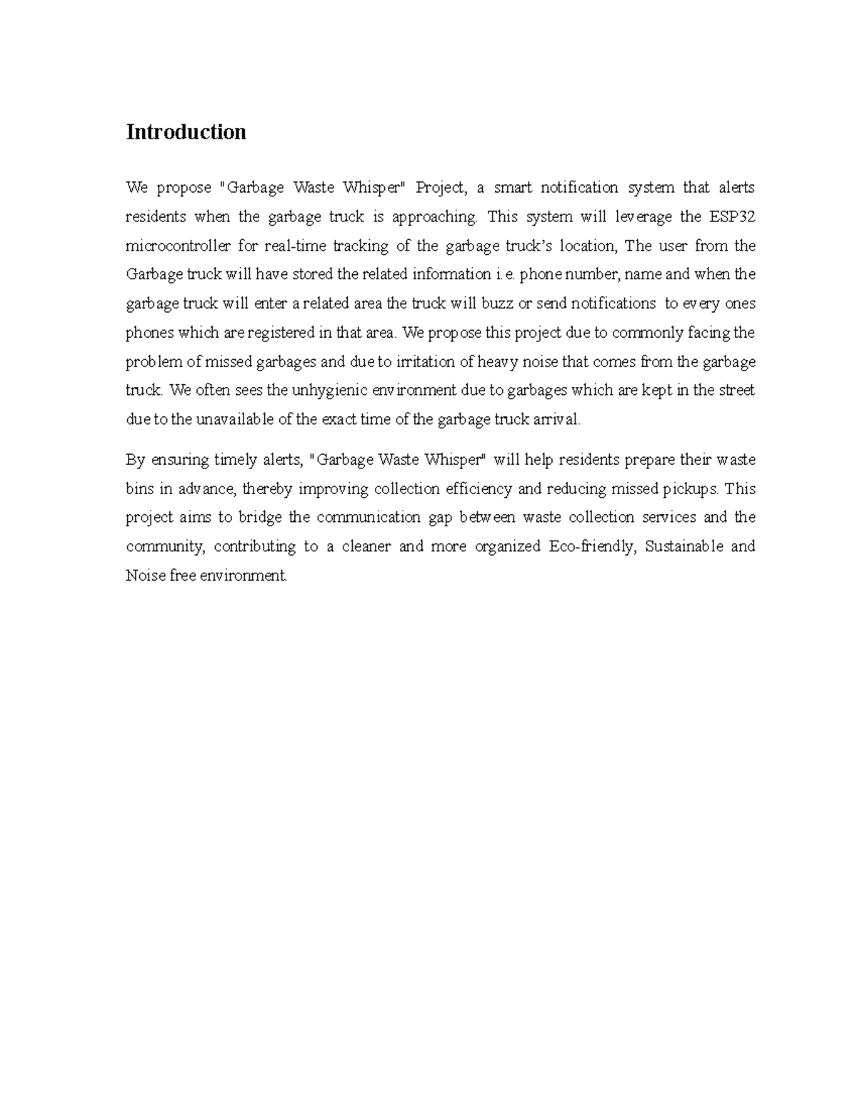 Garbage truck problem statement - Introduction We propose 