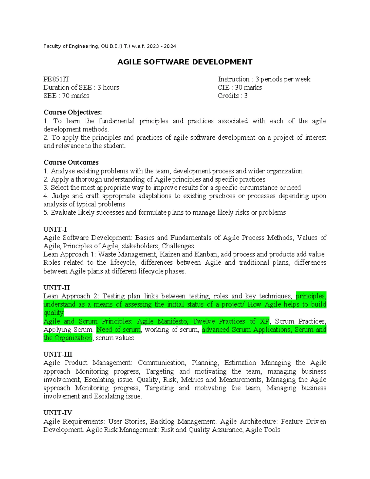 Unit IV: Agile Requirements in Software Development - Studocu