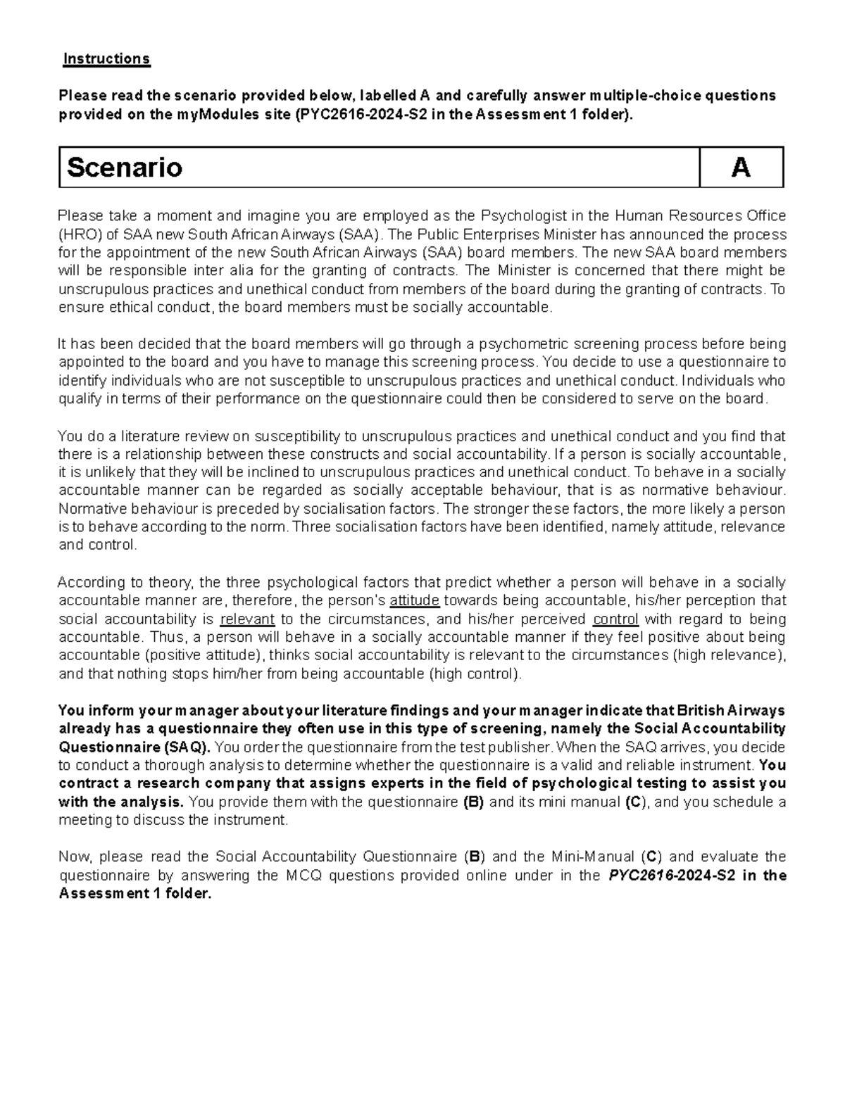 PYC2605 2019 Exam Past Paper Review - Studocu