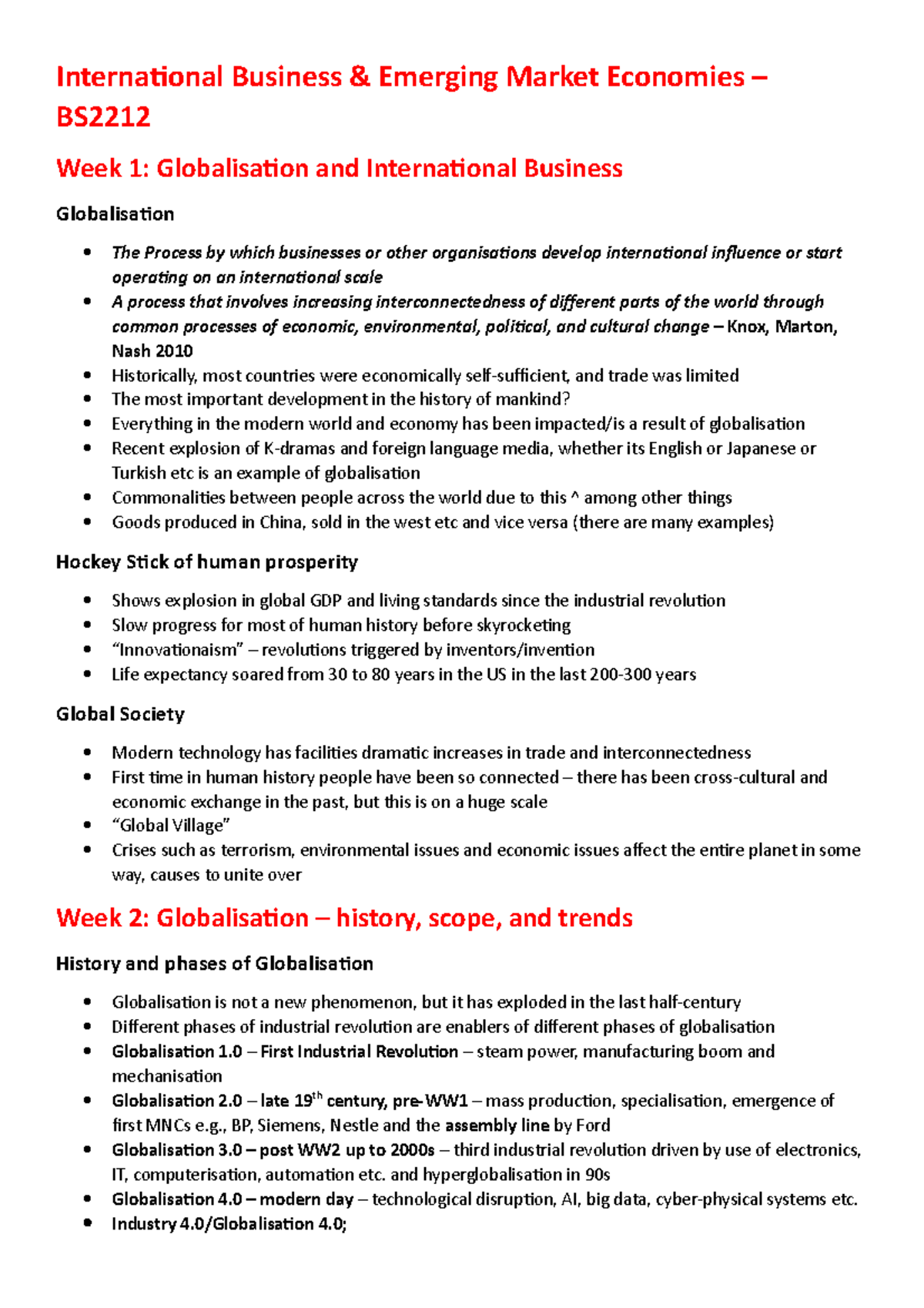 International Business & Emerging Markets Strategies - BS Course Notes ...