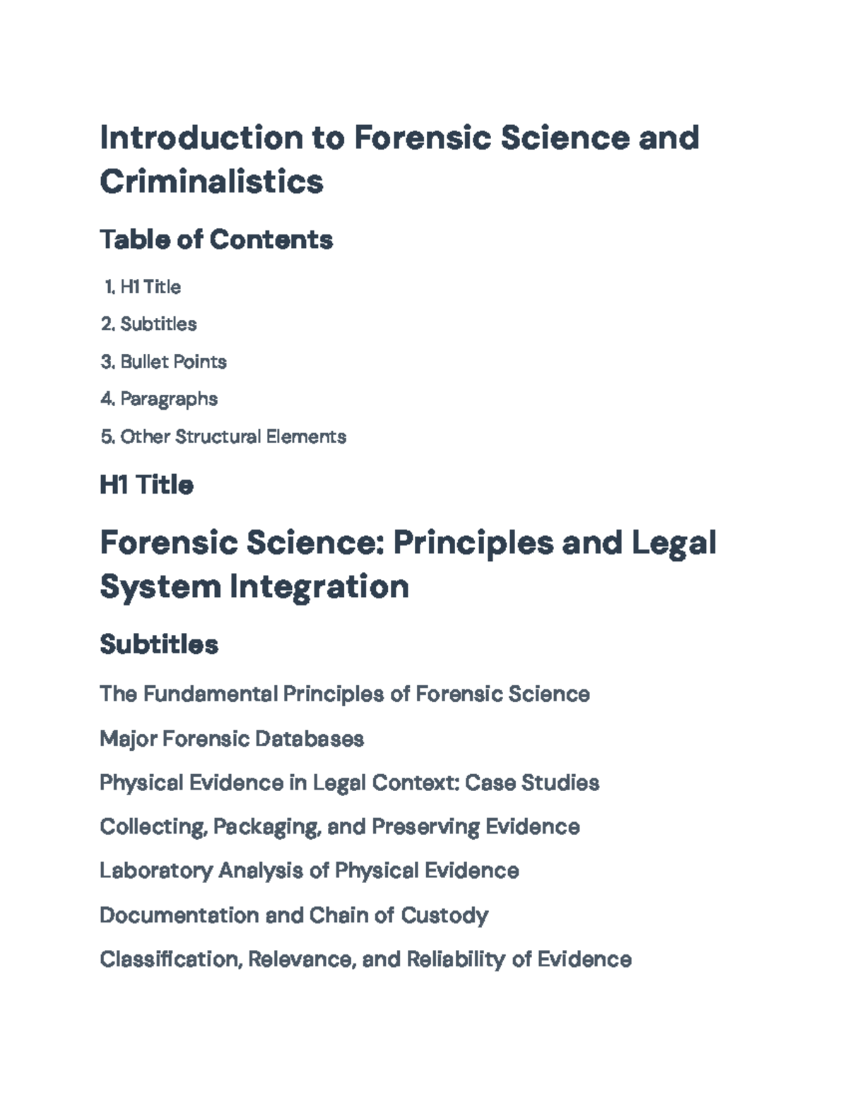 Forensic Science (Course Code): Principles, Methods, and Legal ...