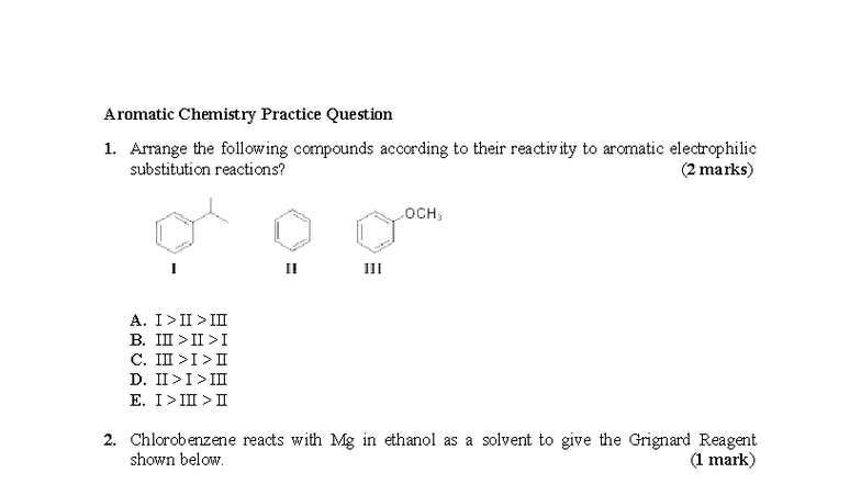 Aromatic Chemistry Practice Questions 2025: Reactivity & Mechanisms ...