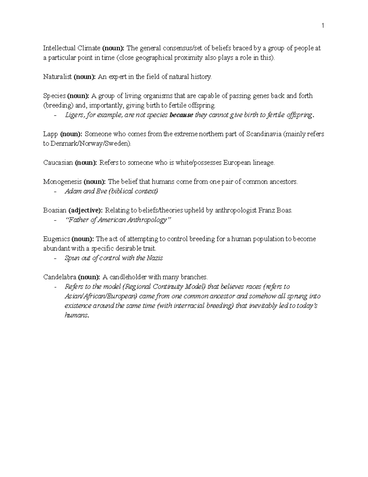 Term Definitions — for 1 28 2019 - 1 Intellectual Climate (noun): The ...