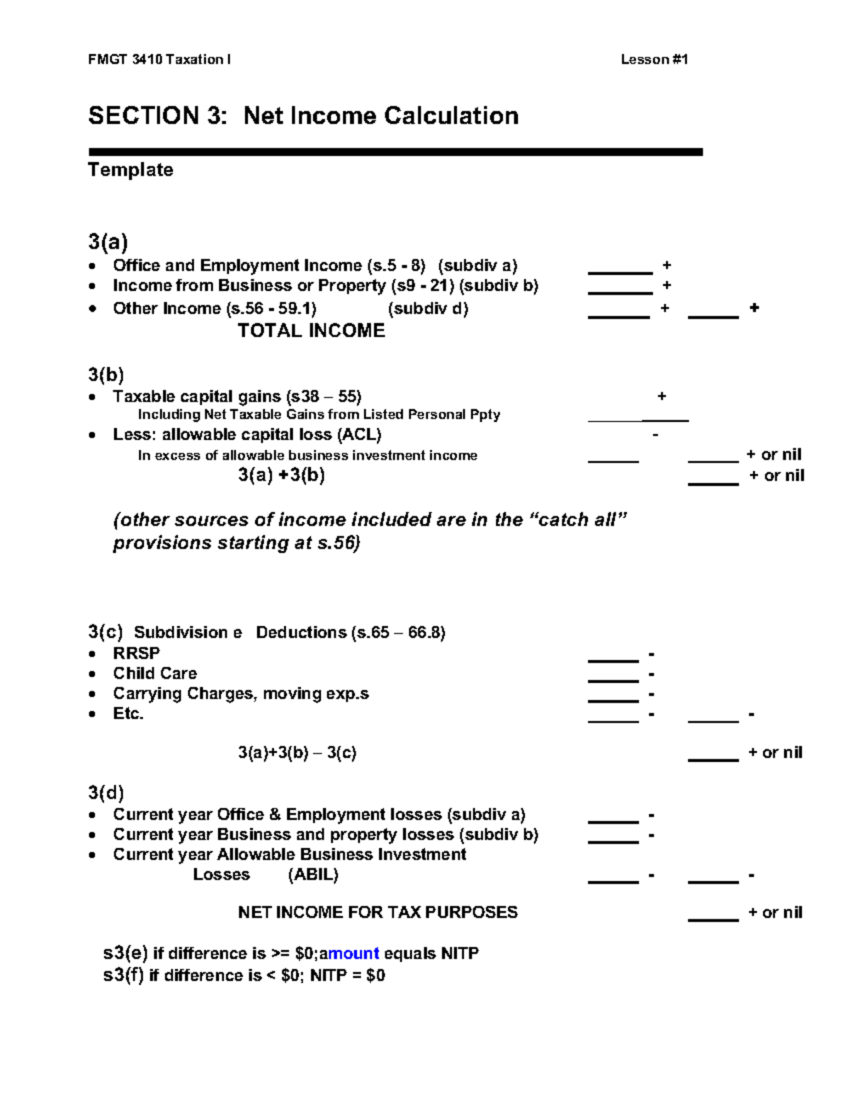 Lesson 1 Section 3 Template - FMGT 3410 Taxation I Lesson # SECTION 3 ...