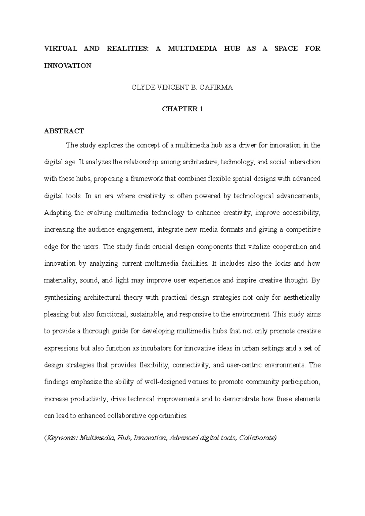 Virtual AND Realities FOR Checking-1 - VIRTUAL AND REALITIES: A ...