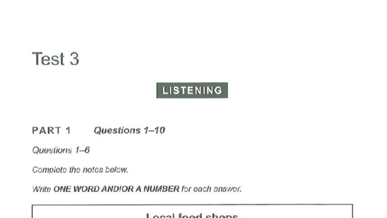 Cambridge IELTS 19 Academic Listening Test 3 Notes and Questions - Studocu