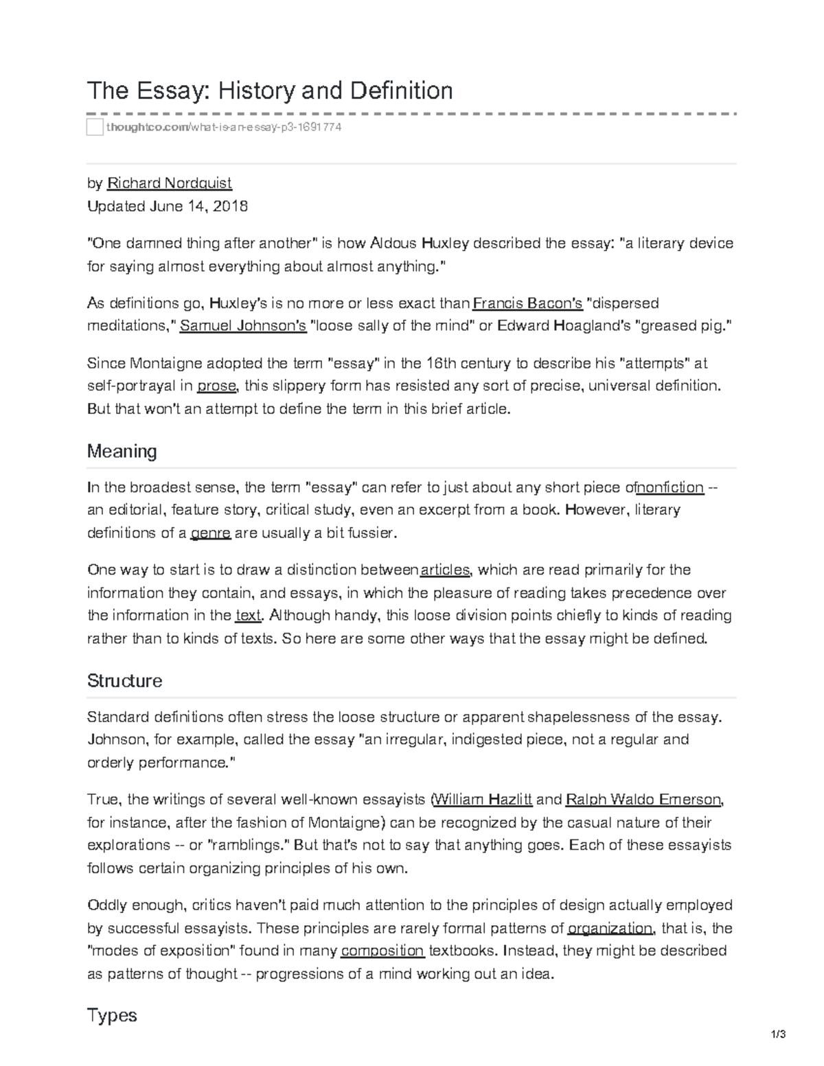 Essay History and Definition: An Overview of the Genre - Studocu
