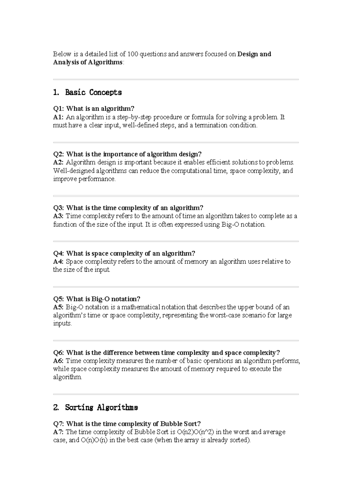 DAA Interview Questions and Answers: Comprehensive Review - Studocu