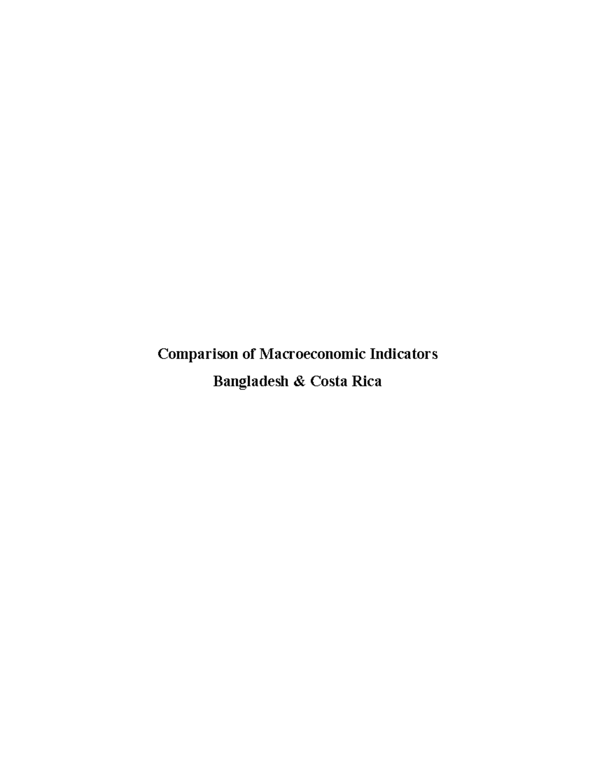 Macroeconomic Comparison of Bangladesh & Costa Rica - ECN202 Assignment ...