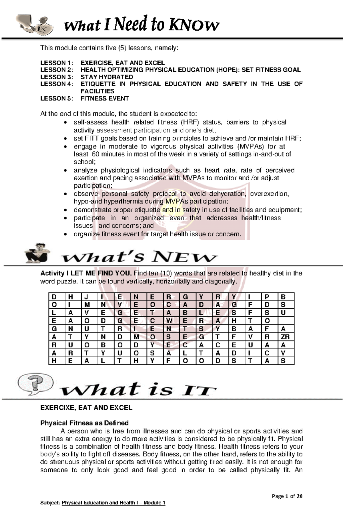 Physical Education and Health I: Lessons on Fitness and Well-Being ...