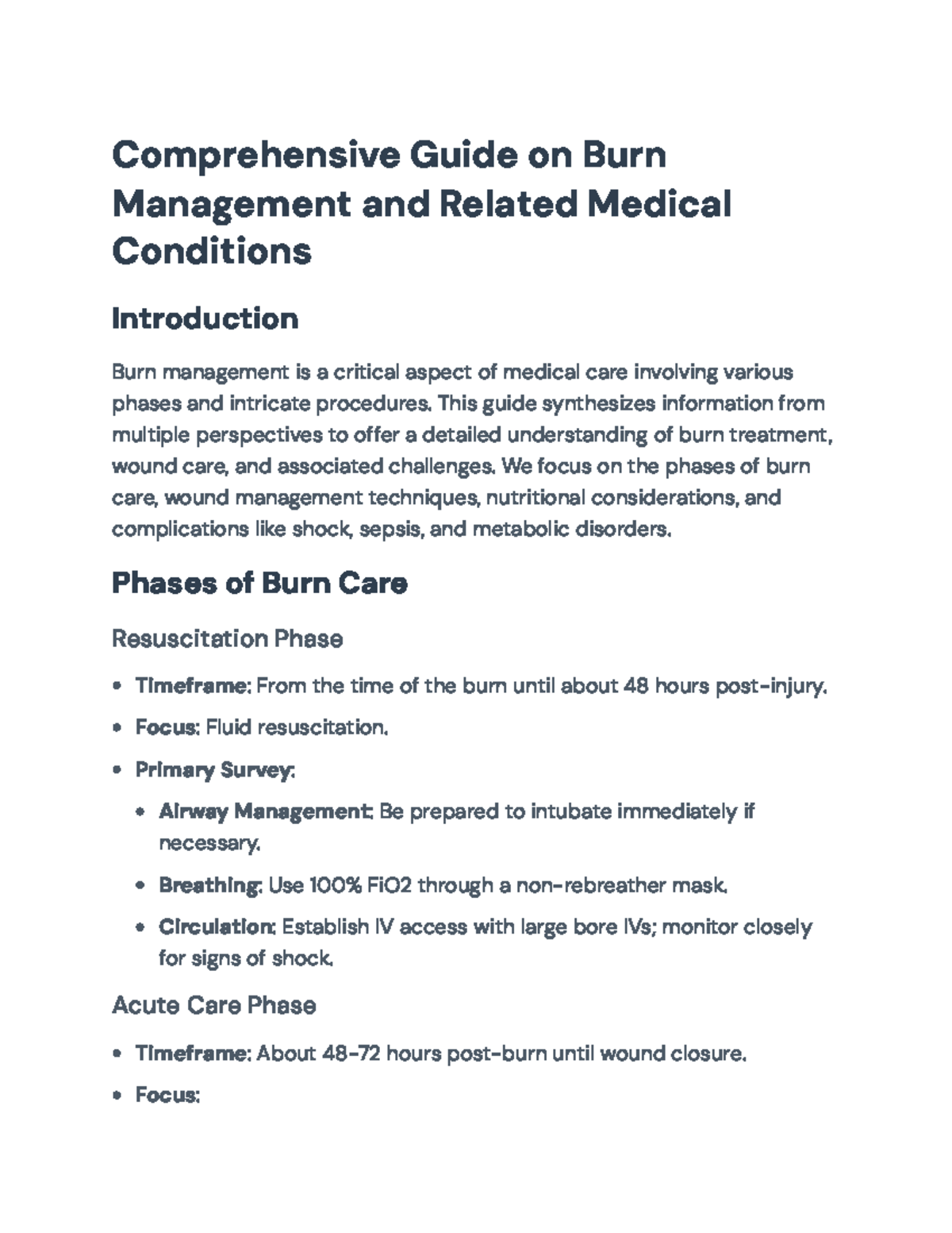 Comprehensive Guide to Burn Management and Associated Complications ...