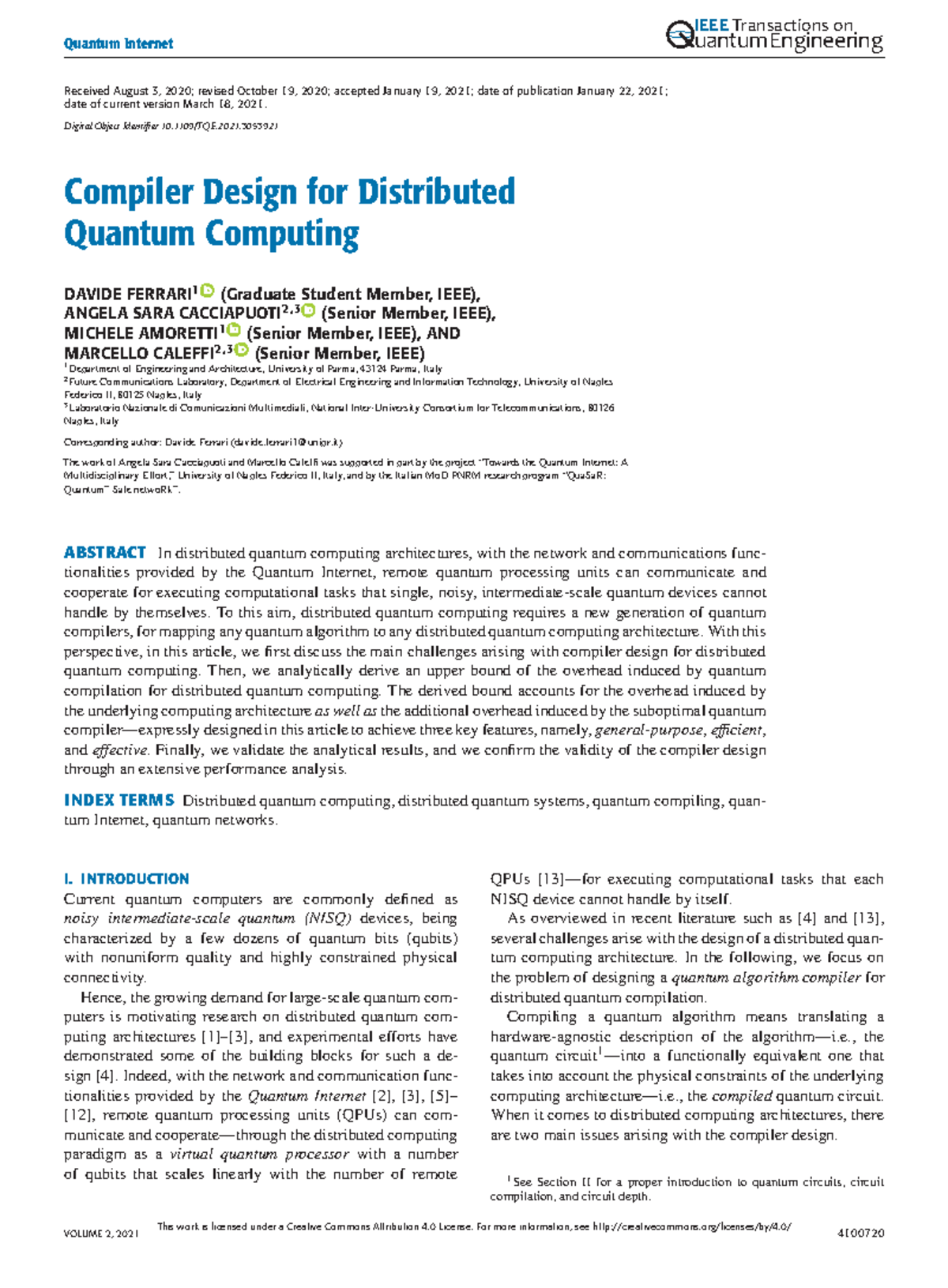 Compiler Design for Distributed Quantum Computing - Quantum Internet ...