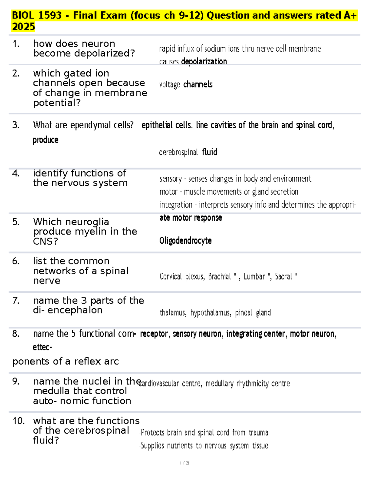 BIOL 1593 Final Exam Study Guide (Focus on Chapters 9-12) - Studocu